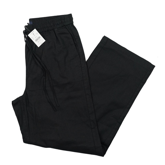 New JCREW Size 4 Linen-Blend Slim Wide-Leg Drawstring Pant Black $89 CG402 - Picture 2 of 3